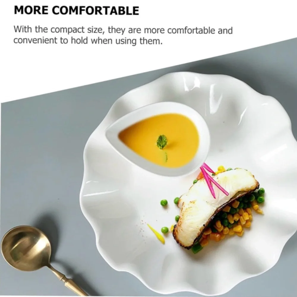 Ceramic Dipping Bowls with Wood Serving Tray